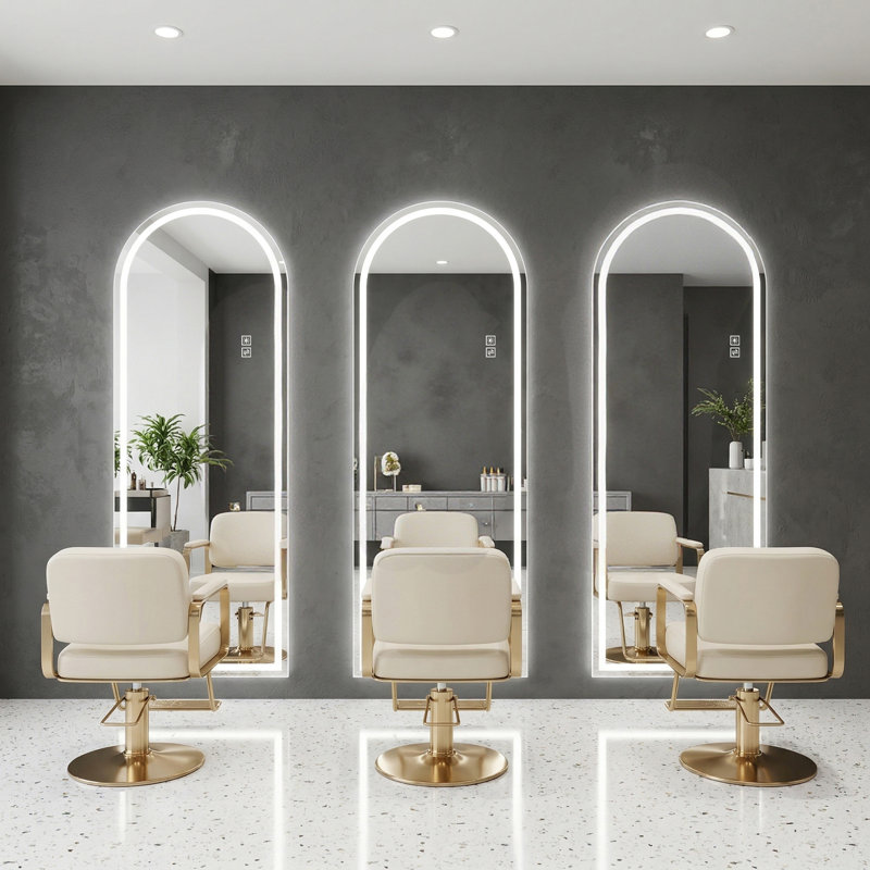 65" x 21" LED Arched Full Length Mirror, Dimmable Wall Mounted Lighted Vanity Mirror for Salon, Boutique & Dressing Room