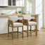 Tabouret de comptoir rembourré avec structure en bois massif, tabouret de bar à hauteur de barre en forme d'arche pour cuisine / salle à manger / restaurant-1683481741