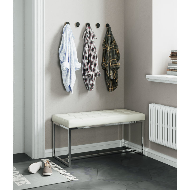 Loree Faux Leather Upholstered Bench, White