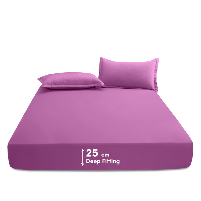 Lilyanah Microfiber 25cm Extra Deep Fitted Bed Sheets, Lilac, Super King (6')
