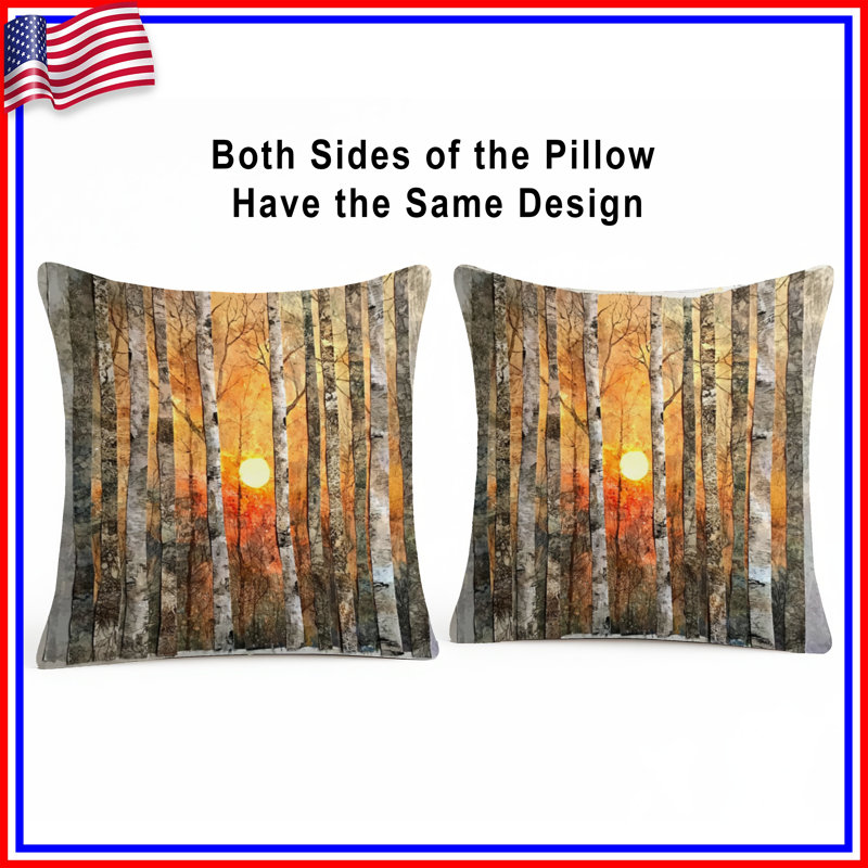 Birch Trees Sunset Double Sided Throw Pillows, 26 x 26 inches