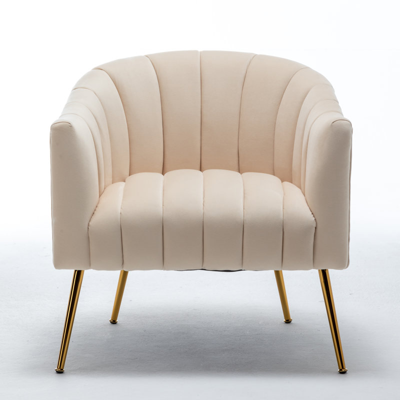 Velours capitonné large de 28 po Murrow, Velours beige, 1