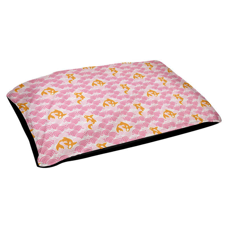Coussin d’ondulations koi fish Byrge, Moyen (L 29,5 po x P19,5 po x H 9,5 po), Rose
