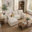 Canapé modulaire modulaire, canapé convertible avec rangement, ensemble de canapé pliant multifonctionnel en tissu, canapé 4 places (beige)-319546478