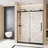 Frameless Single Sliding Shower Door, 1/4 "(6 Mm) Clear Tempered Glass, Explosion Proof Film, Stainless Steel Handle Square Tube Track-120558913
