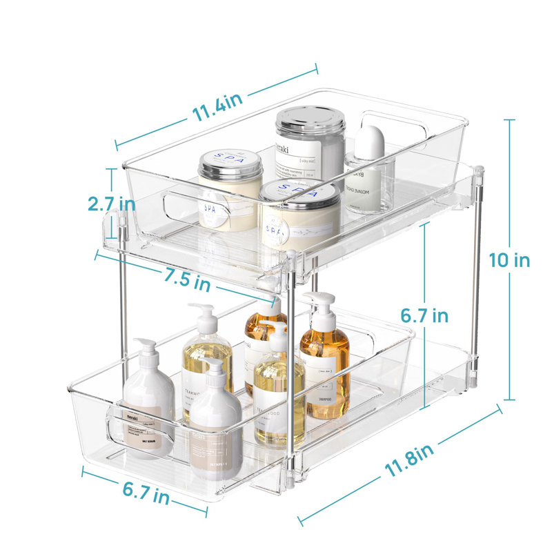 Clear 2-Tier Stainless Steel Under Sink Organizer Set