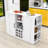 Kitchen Island with Foldable Top, Power Outlet and Wine Rack-1372614629