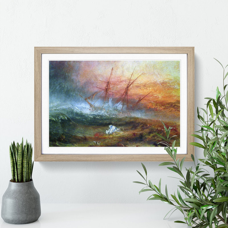 Ship by Joseph Mallord William Turner - Picture Frame Painting on MDF, Oak Framed, 36cm H x 48cm W x 2cm D