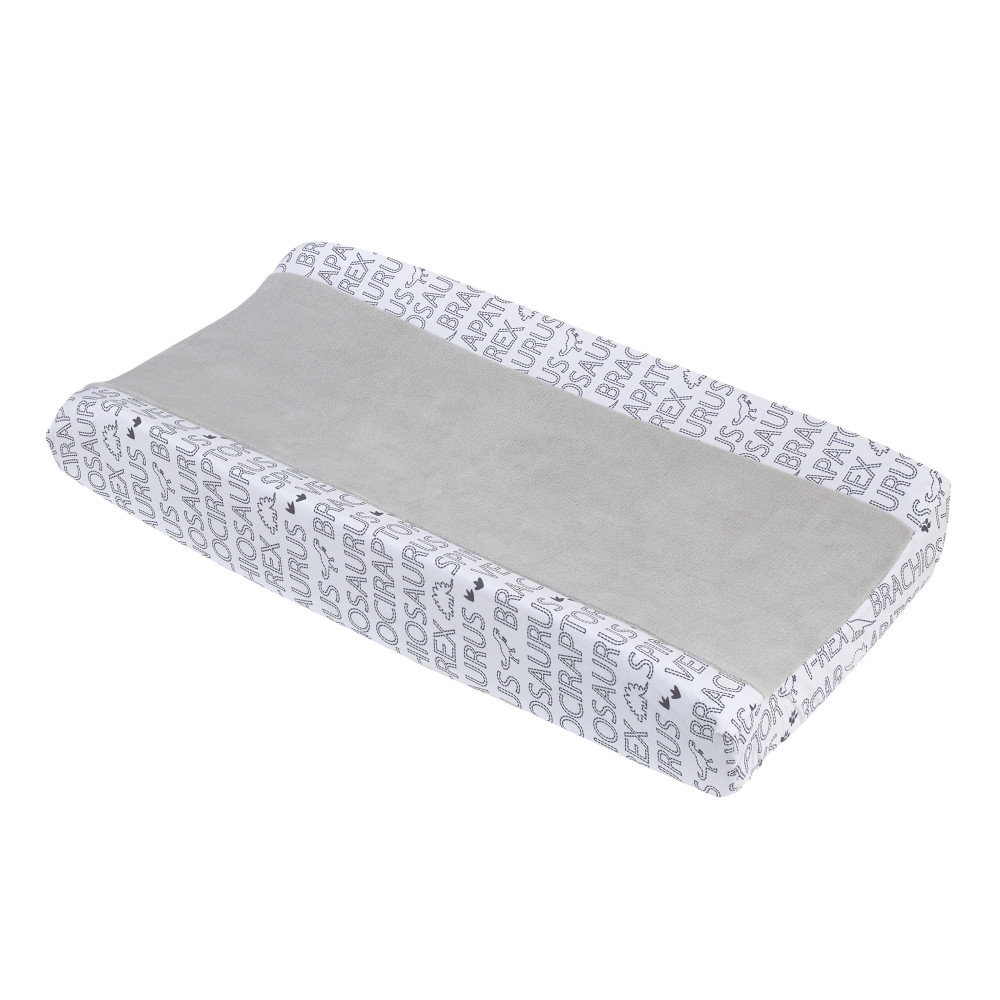 NoJo Baby-Saurus Gray and White Moyne Super Soft Word Print Changing Pad Cover Zoomie Kids