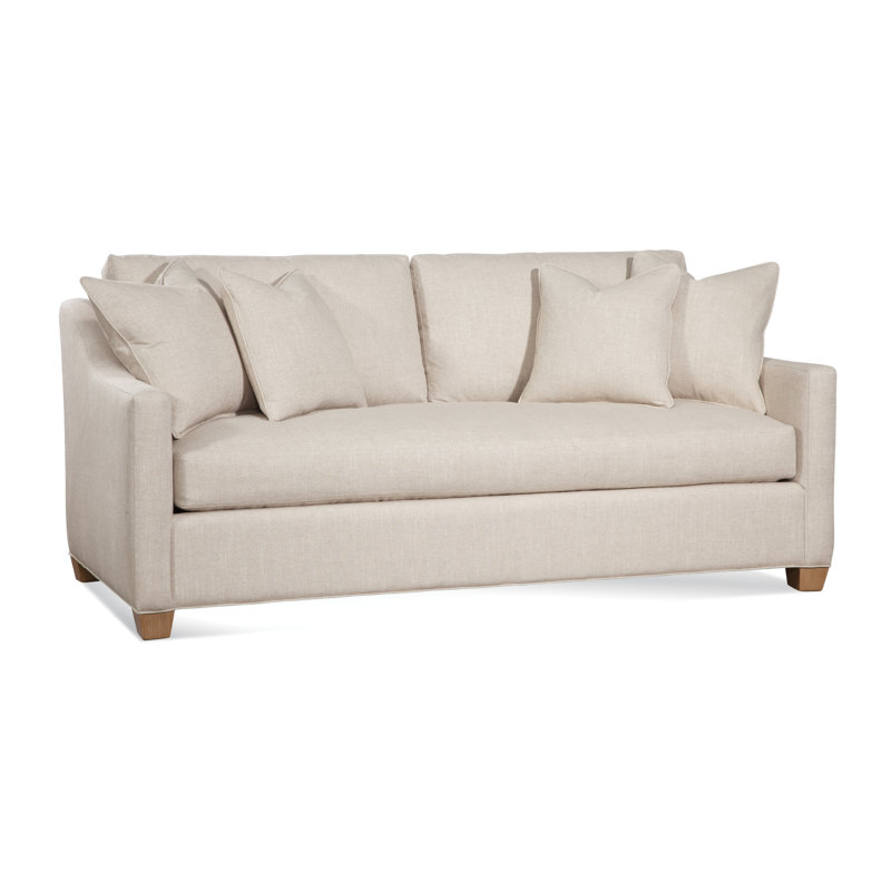 Oliver Sofa, Frost White Finish, Beige Performance Fabric; 0851-73