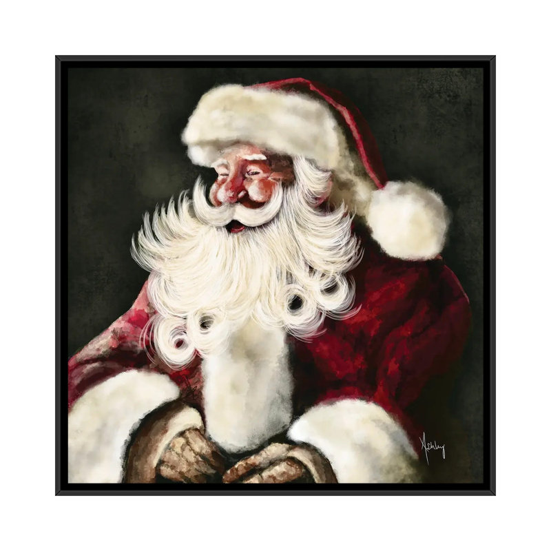 «Silly Santa», reproduction d'art sur toile encadrée, Cadre flottant sans passe-partout, Black, H 26 po x l 26 po
