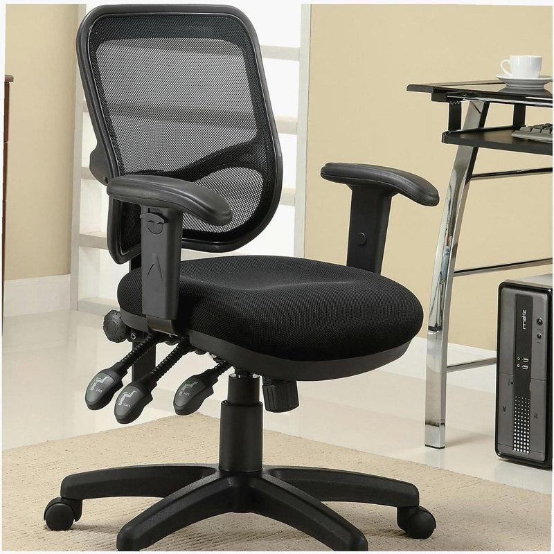 Chaise de bureau pivotante noire avec accoudoirs