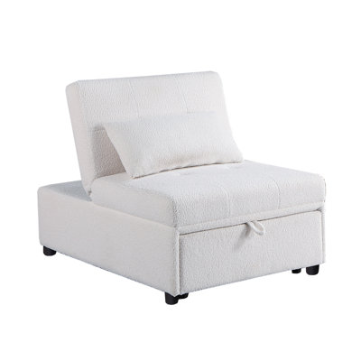 Sherpa Fabric Upholstered Sleeper Sofa Chair