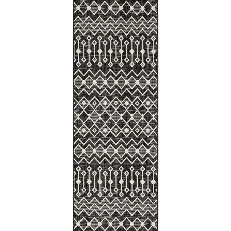 Tapis intérieur / extérieur Phebe 7 pi 10 po x 10 pi 3 po anthracite, polypropylène et animal de compagnie, facile à nettoyer 10 po 10 pi 3 po Pour le charme,