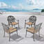 Chaise de patio en fonte d'aluminium 4 pièces avec structure noire et coussins bruns-339764470