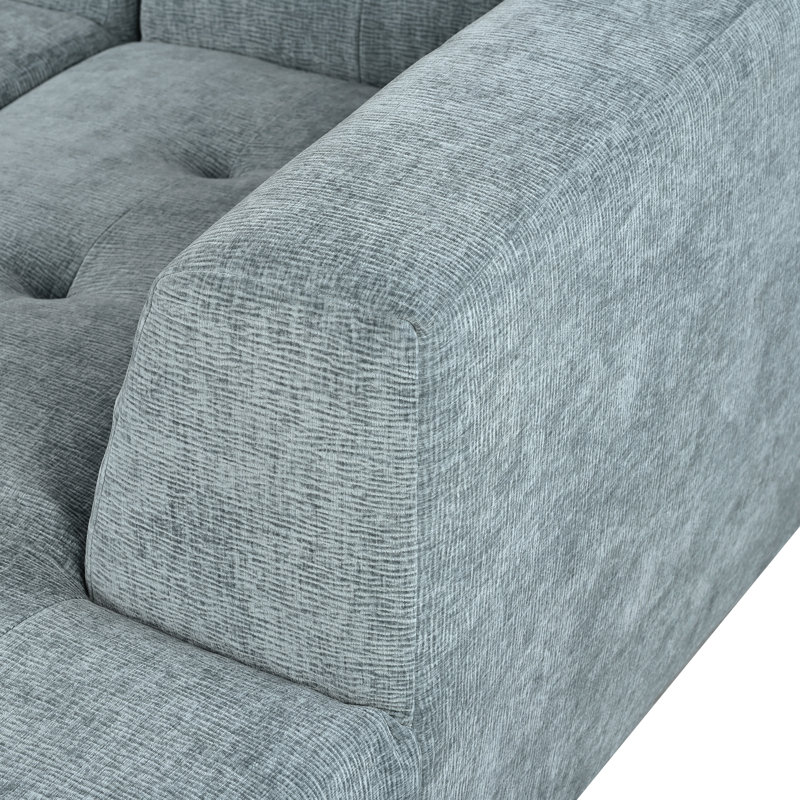 Jared Modular Boneless L-Shaped Sectional Sofa, Blue Gray Chenille