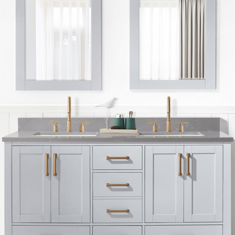 Jaen 61'' Reticulated Gray Composite Stone Double Vanity Top