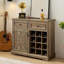Armoire à liqueur Farmhouse avec 2 tiroirs et supports à vin amovibles, rangement multifonctionnel pour la cuisine et la salle à manger
