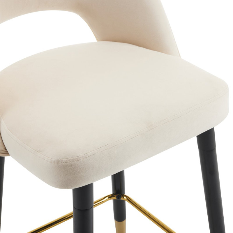 Avren Upholstered Counter Stool with Metal Frame, Beige