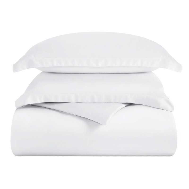Superior 300 Thread Count Rayon from Bamboo Modern & Contemporary 3 Piece Duvet Cover Set, White, King/California King