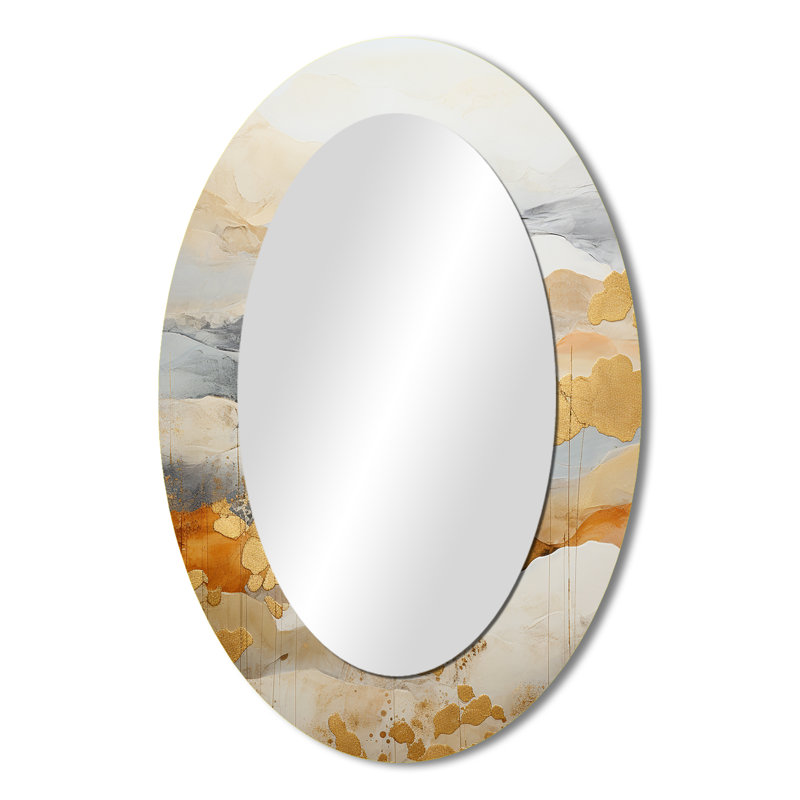 Miroir mural moderne beige et doré Minimal Expression II, 36 po x 24 po