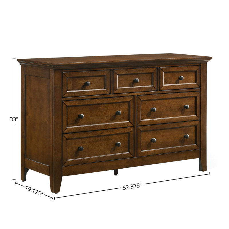 Tuscan Medium Wood 7-Drawer Horizontal Dresser with Ball Bearing Glides