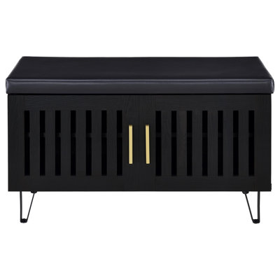 Black 2-door Storage Bench