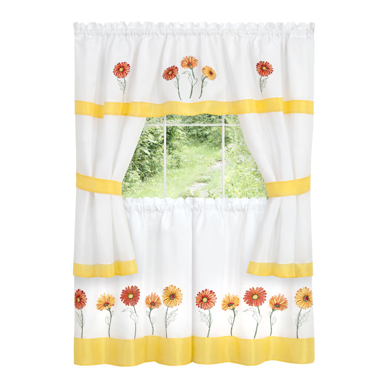 Jaheam Tailored Kitchen Curtain, 24" H x 58" W