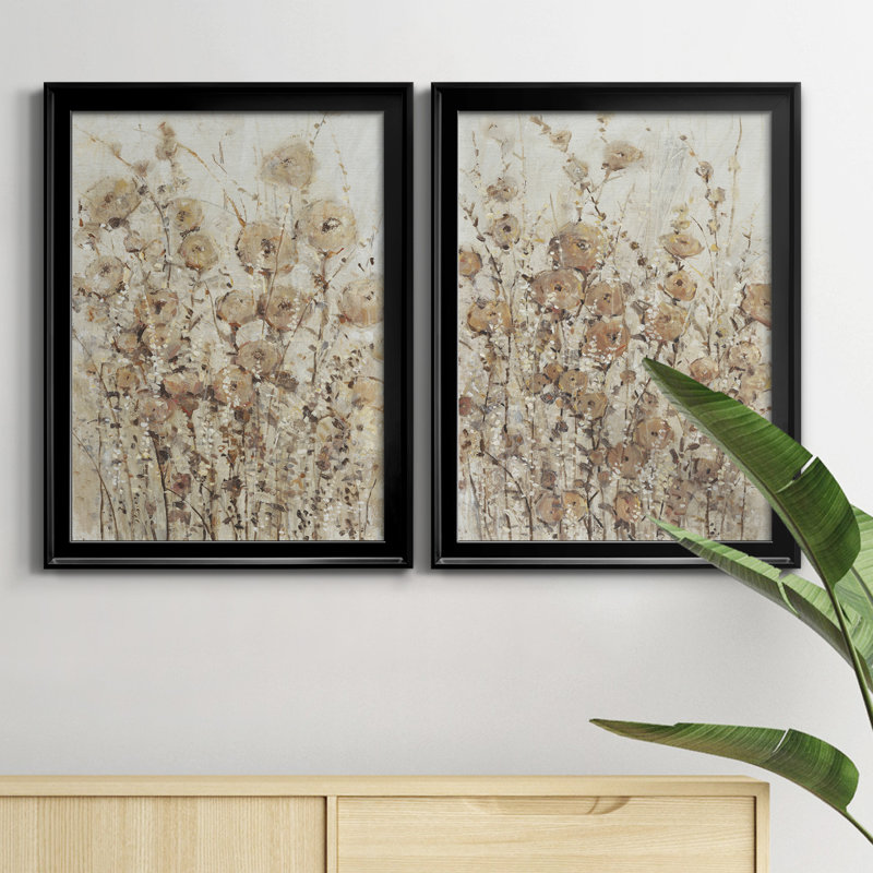 «Garden Edge I», ensemble de 2 peintures sur toile encadrées, Noir, H 30,5 po x l 22,5 po x P 1 po