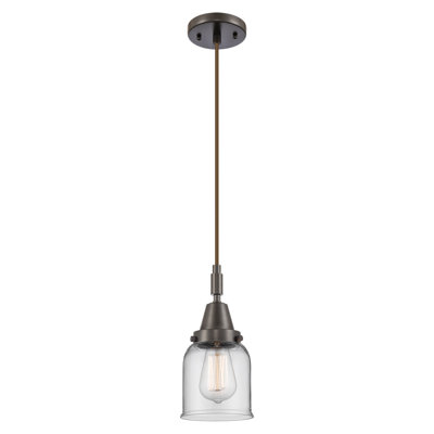 Downtown Urban - Caden Almitra - 1 Light 5" Cord Hung Mini Pendant - Brushed Brass Finish - Clear Shade