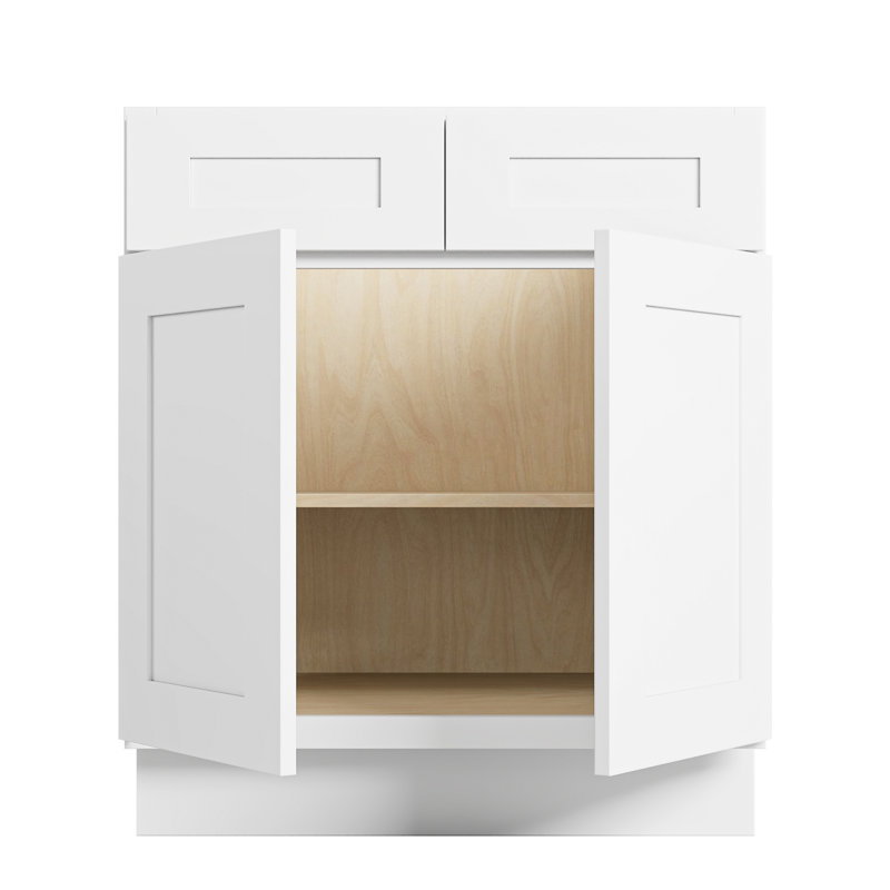 Armoire de cuisine Modern Shaker, structure en bouleau massif, glissières DTC à fermeture en douceur à extension complète, tablettes réglables, options de largeurs multiples (12 po à 42 po)