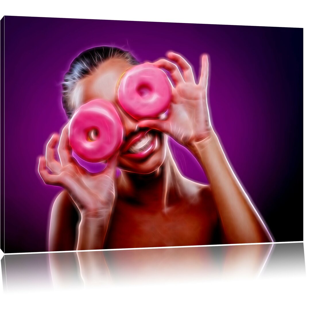 Leinwandbild Frau mit Donuts