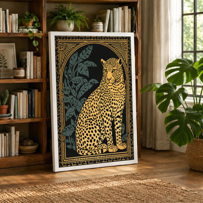 Leopard in Gold Art Deco - Wrapped Canvas
