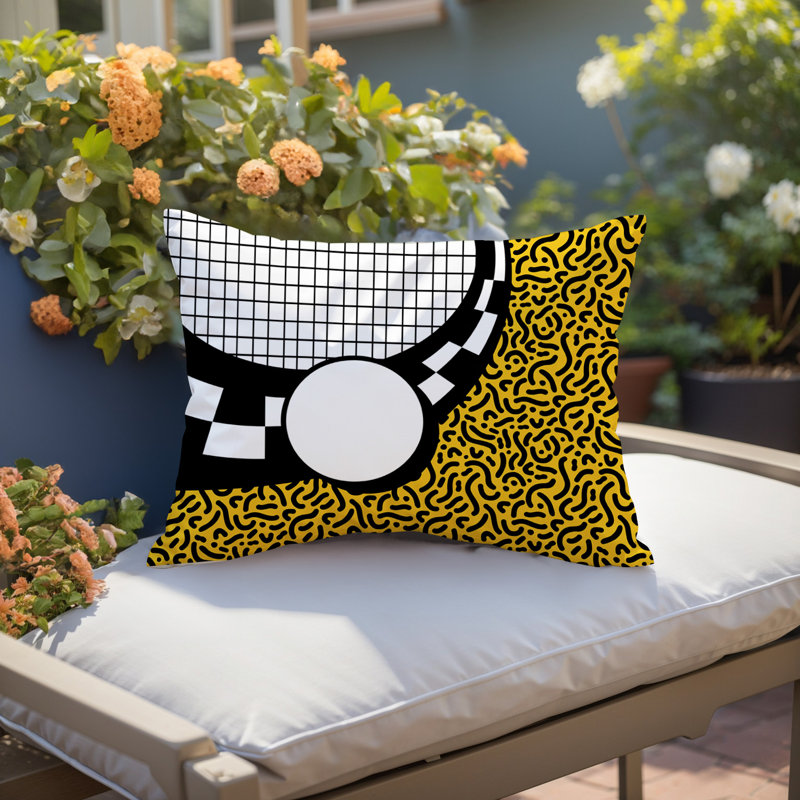 Coussin lombaire réversible Dotrix, Rectangle H 18 po x l 25 po, Jaune