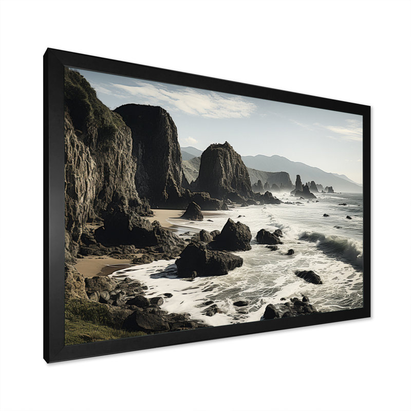 «Aliceyn Beach Cliffhanger», impression sur toile, H 12 po x l 20 po x P 1 po, Cadre simple noir