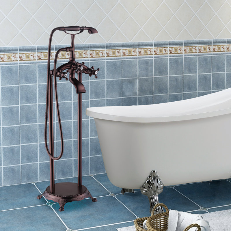 Floor Mounted Clawfoot Tub Faucet Trim, Oil-Rubbed Bronze