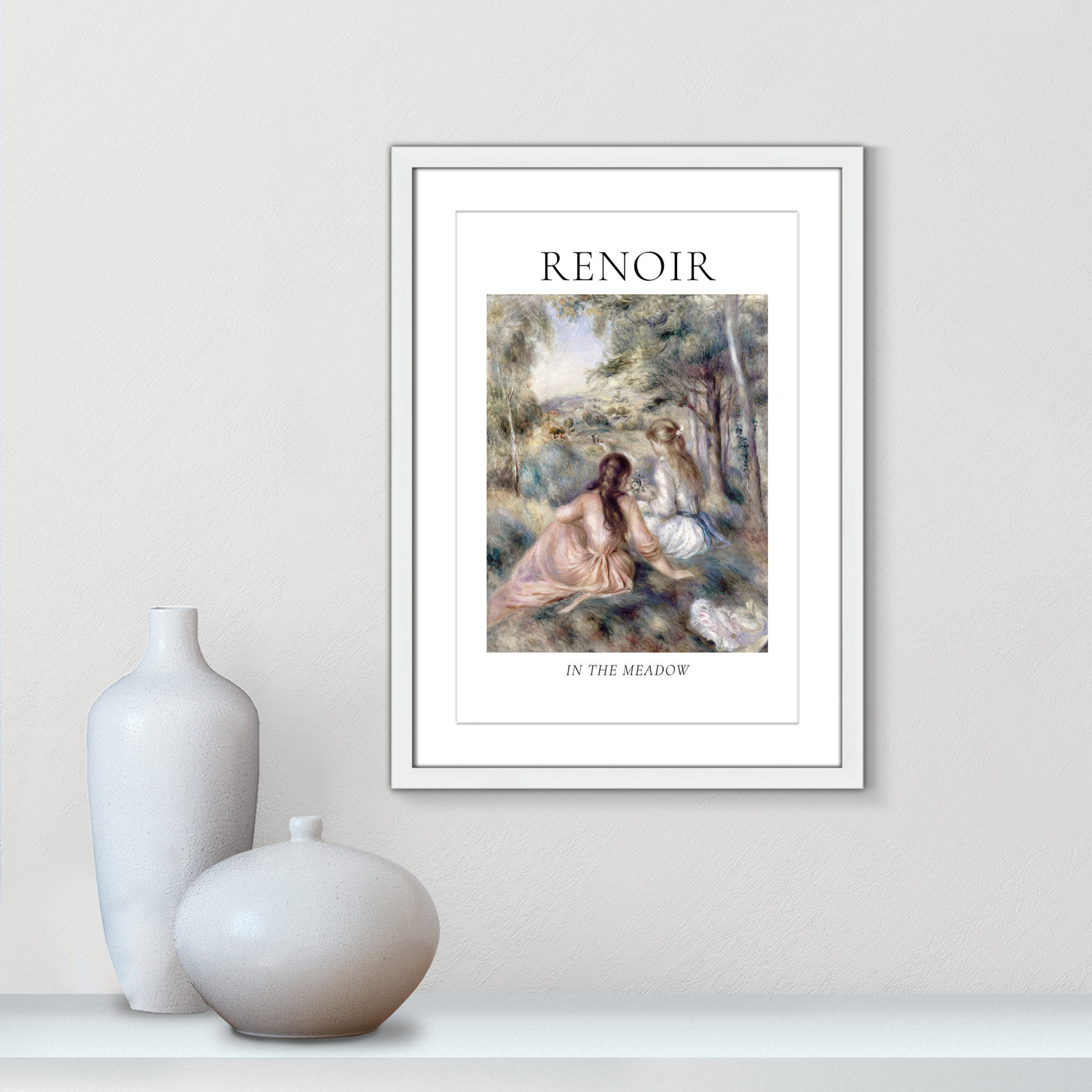 Old Masters Collection "In the Meadow" Print, White Single Picture Frame, Yes, 23" H x 17" W x 1.25" D