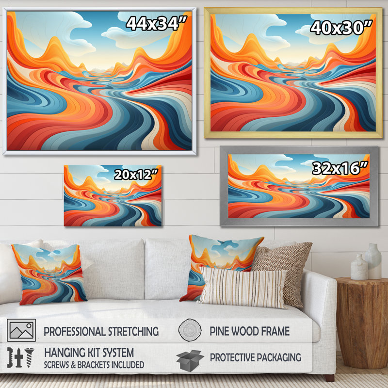 Op Rhythmic Illusion sur toile, Cadre flottant noir, H 16 po x l 32 po x P 1 po