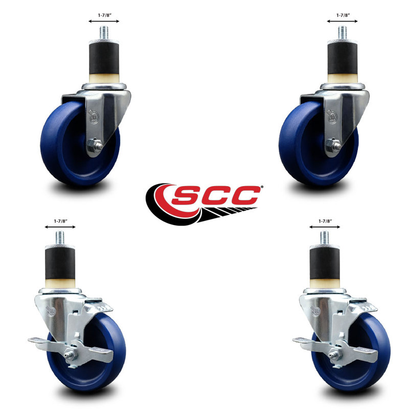 Ensemble de roulettes extensibles pivotantes en poly 4 roues SCC TLB 4 po x 1-7 / 8 po