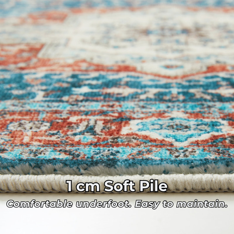 Traditional Gabbeh Cashmere-Feel Area Rug & Runner, Non-Slip Washable Living Room Carpet, Rectangle 160 x 230 cm