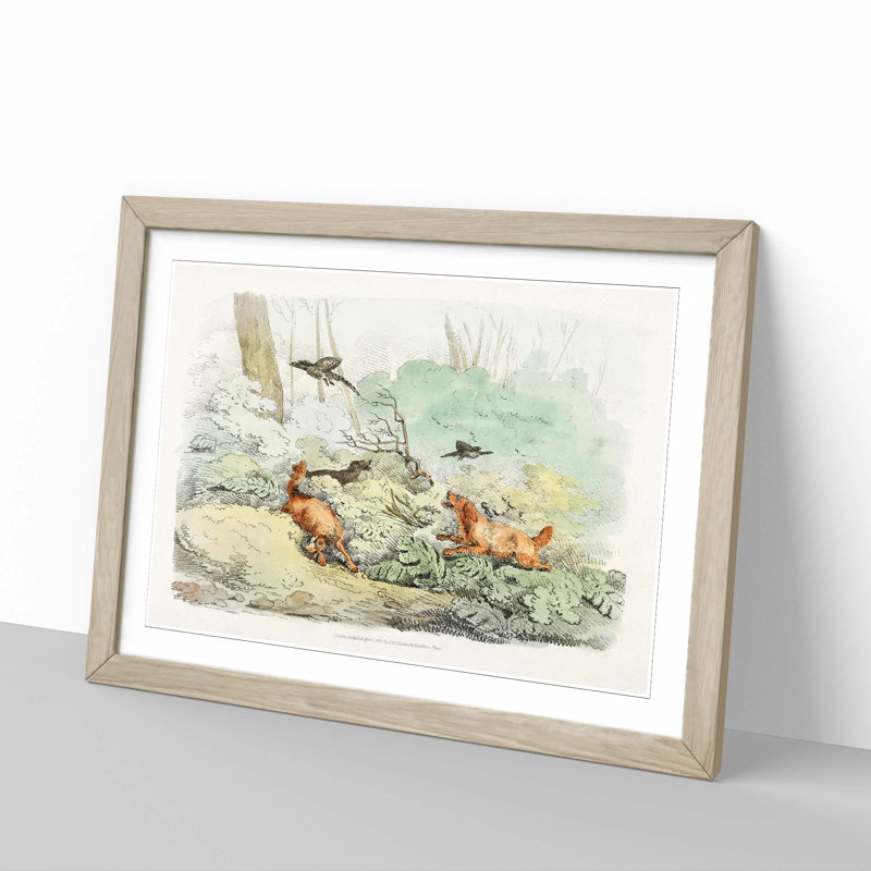 Dogs Chasing Birds by Henry Alken - Picture Frame Painting Print, 27cm H x 36cm W x 2cm D, Oak Framed