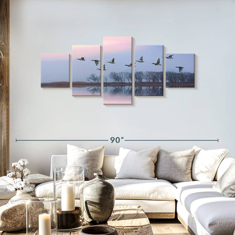 Pink Sky Over Ducks, 30" H x 68" W