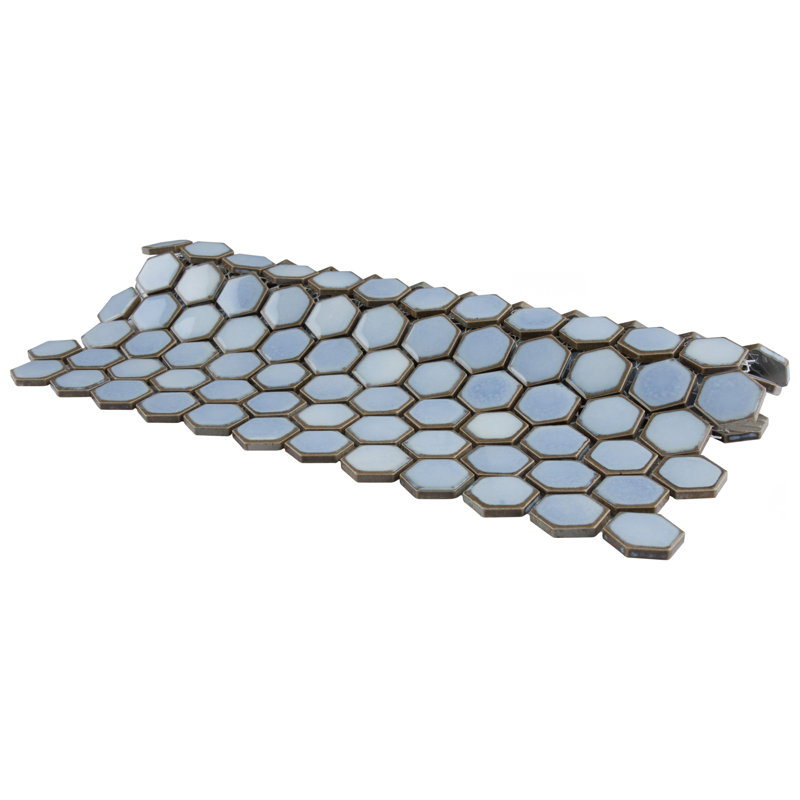 Hudson 1" x 1" Porcelain Honeycomb Mosaic Wall & Floor Tile, Frost Blue