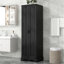 Armoire de rangement avec deux portes pour salle de bain, bureau, tablette réglable, panneau de fibres à densité moyenne, noir-1883297844