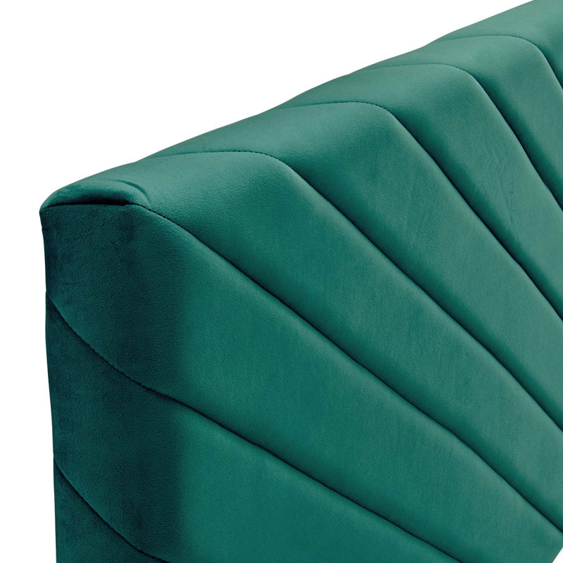 Tête de lit en velours Alyson, Tissage uni bleu sarcelle, Double/grand