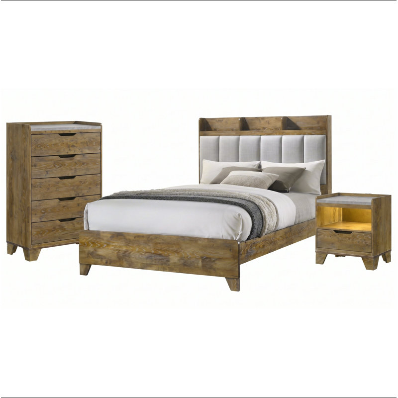 Ensemble de chambre à coucher avec lit très grand 3 pièces