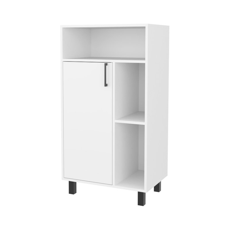White Open Storage And 1 - Door Cabinet For Kitchen Spaces, Compact Look, Filler, Particle Board Material, 43.52 In Height, 57.01 Lb Weight Cabinet, Space Saving Design, Filled, Build, Tall, 16.06