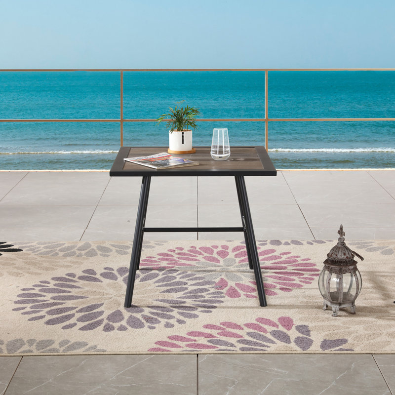 Rectangular Metal Outdoor Side Table , 25.2'' in. W 25.2'' in. D