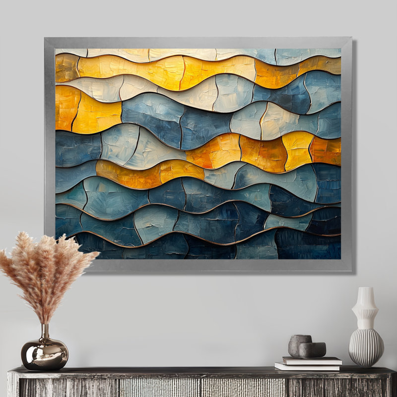 Withrow - Abstract Canvas Art Print, H 30 po x l 40 po, Avec cadre, Argent argent