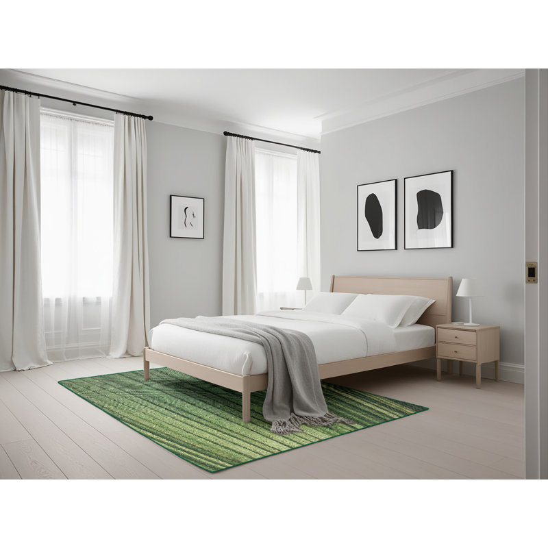 Tapis vert tissé à la machine, Rectangle 5 pi x 7 pi